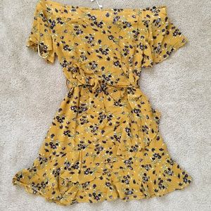Princess Polly yellow floral cross shoulder dress